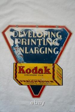 Original 1930s Kodak Verichrome film porcelain enamel double sided sign 17x17