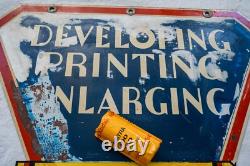 Original 1930s Kodak Verichrome film porcelain enamel double sided sign 17x17