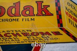 Original 1930s Kodak Verichrome film porcelain enamel double sided sign 17x17