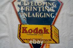 Original 1930s Kodak Verichrome film porcelain enamel double sided sign 17x17