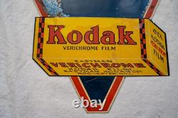 Original 1930s Kodak Verichrome film porcelain enamel double sided sign 17x17