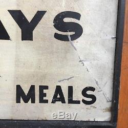 Original 1940's CLOSED SUNDAYS FOR TRANSIENTS MEALS Tin Sign Framed Double Sided