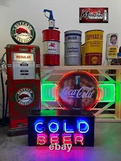 Original 1940's Motel Bar COLD BEER Double Sided Neon Sign