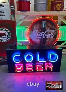 Original 1940's Motel Bar COLD BEER Double Sided Neon Sign