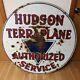 Original 1940s 42 Hudson Terraplane Round Double Sided Porcelain Service Sign