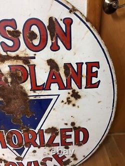 Original 1940s 42 HUDSON TERRAPLANE Round Double Sided Porcelain Service Sign