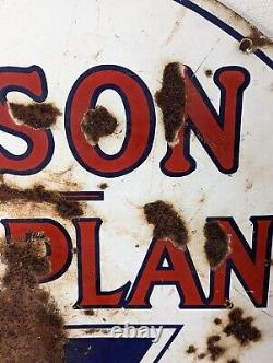 Original 1940s 42 HUDSON TERRAPLANE Round Double Sided Porcelain Service Sign