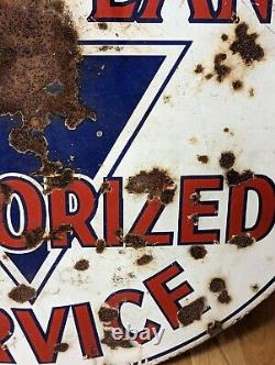 Original 1940s 42 HUDSON TERRAPLANE Round Double Sided Porcelain Service Sign