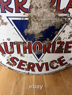 Original 1940s 42 HUDSON TERRAPLANE Round Double Sided Porcelain Service Sign