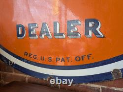 Original 1950's Large 6 Ft. Double Sided Porcelain Gulf Sign Dealer Sign -PickUp