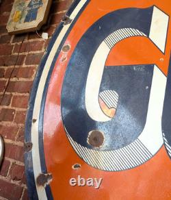 Original 1950's Large 6 Ft. Double Sided Porcelain Gulf Sign Dealer Sign -PickUp