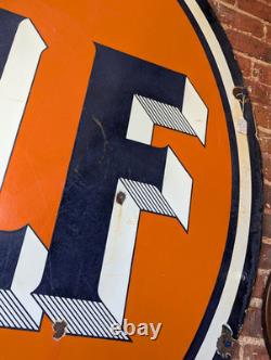 Original 1950's Large 6 Ft. Double Sided Porcelain Gulf Sign Dealer Sign -PickUp