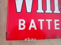 Original 1955 Willard Batteries Double Sided Flange Sign 20 x 14 A-M Sign Co