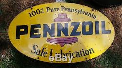 Original 1970 Pennzoil Double Sided Metal sign