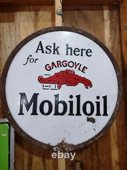 Original 24 round Gargoyle double sided porcelain lollypop sign