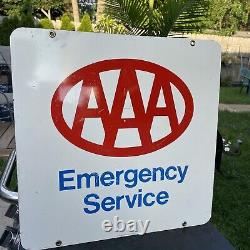 Original AAA Emergency Service Double Sided Metal Sign 18x18 Scioto Signs Auto