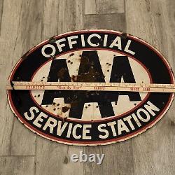 Original AAA Official Service Station Porcelain Double Sided Sign