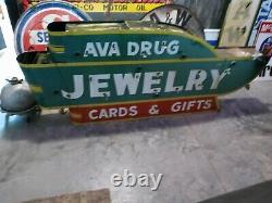 Original AVA, MO. DRUG Double Sided PAINTED TIN Neon Sign