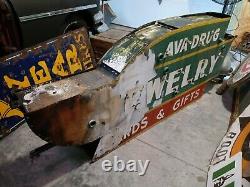 Original AVA, MO. DRUG Double Sided PAINTED TIN Neon Sign