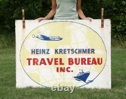 Original Airport Wood Sign World Travel double sided with brackets airplane boat