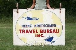 Original Airport Wood Sign World Travel double sided with brackets airplane boat