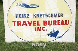 Original Airport Wood Sign World Travel double sided with brackets airplane boat
