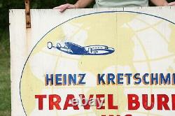 Original Airport Wood Sign World Travel double sided with brackets airplane boat