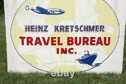 Original Airport Wood Sign World Travel double sided with brackets airplane boat