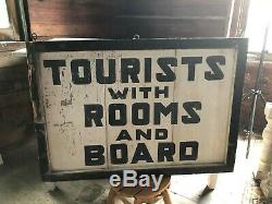 Original Antique 1920's Tourist sign Massachusetts wood 25 x 35 double sided