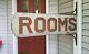Original Antique N. Michigan Hand Painted 1920's Rooms Wood Sign Double-sided