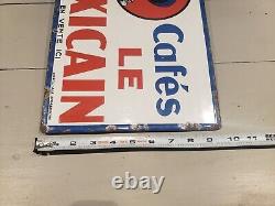 Original Antique Porcelain Cafe Coffee Sign Cafes Le Mexicain Double Sided