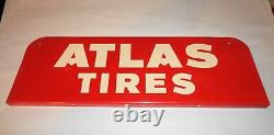 Original Atlas Tires Double Sided Metal Flange Gas Station Advertising Sign