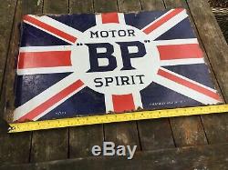 Original BP Motor Spirit Double Sided Enamel Sign With Mounting Flange