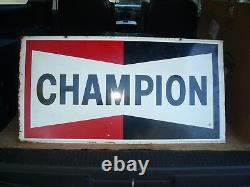 Original CHAMPION Double Sided Gas Oil Sign Vintage