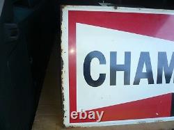 Original CHAMPION Double Sided Gas Oil Sign Vintage