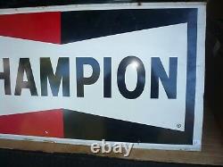 Original CHAMPION Double Sided Gas Oil Sign Vintage