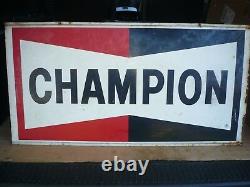 Original CHAMPION Double Sided Gas Oil Sign Vintage