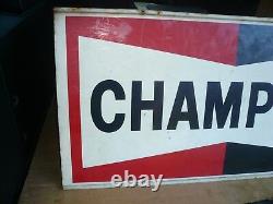 Original CHAMPION Double Sided Gas Oil Sign Vintage