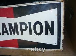 Original CHAMPION Double Sided Gas Oil Sign Vintage