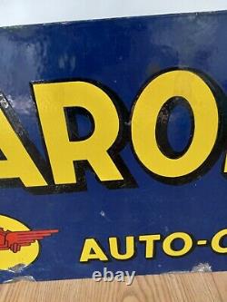 Original Caroil auto-oil Double Sided Porcelain Flange Sign airplane rare gas