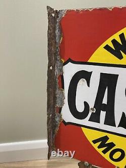 Original Castrol Wakefield Motor Oil Enamel Sign double sided UK By Bruton