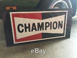 Original Champion Spark Plug Metal NOS Double Sided Sign Large Size Gas Oil