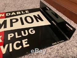 Original Champion spark plug Automobile Service double sided tin flange sign NM