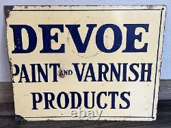 Original DEVOE PAINT & VARNISH PRODUCTS Porcelain SIGN? 17X14 Double Sided