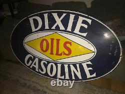 Original Dixie Gas Large Double Sided Porcelain Sign