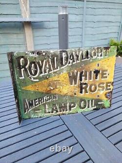 Original Double Sided Flange Royal Daylight Lamp Oil Enamel Sign 16 x 11