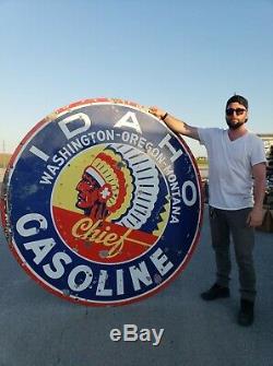 Original Double Sided Idaho Gasoline Chief Sign