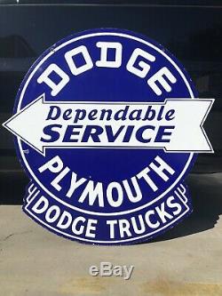 Original Double Sided Porcelain Dodge Plymouth Porcelain Sign Near Mint Walker