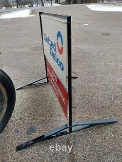 Original Double Sided United Delco Service Curb Sign WithStand GM Chevy Dealership