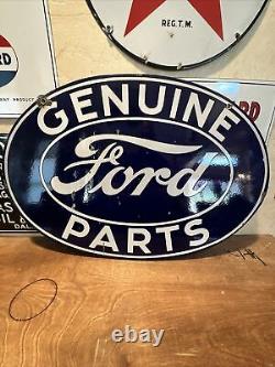 Original Double Sided''ford Genuine Parts'' Porcelain Dealer Sign 16.5x24 In